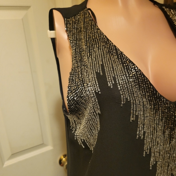 H&M Women's Black Silver Sequin Embellished Pullover Dress Size 14 - Picture 7 of 14